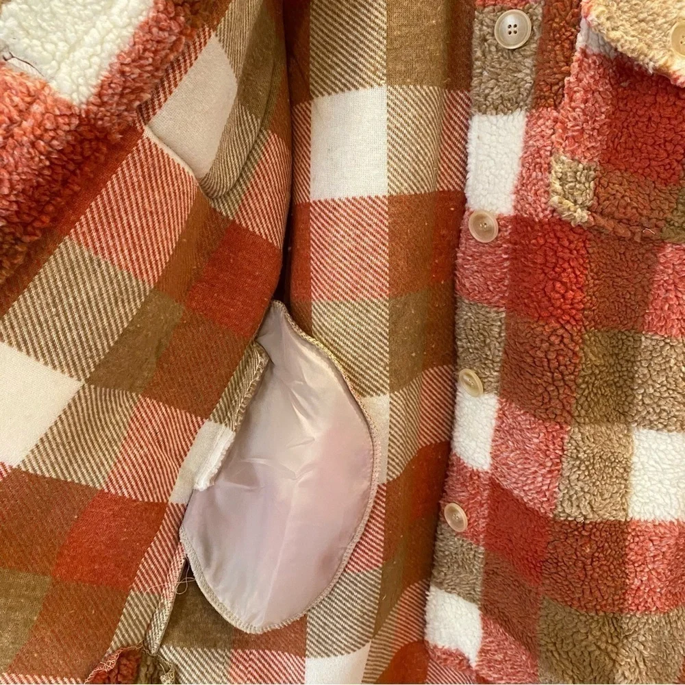 Vigoss Plaid Shirt NWT Faux Shearling Shacket